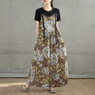 氣質簡約時尚顯瘦連體褲 - 寬鬆休閑減齡背帶闊腿褲