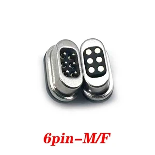 DC 마그네틱 포고핀 커넥터 5V 2A 간격 2.54mm 암수 스프링 장착 전원 소켓, 01 1sets, 04 6P male  female