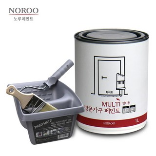 노루 수성 페인트 1L 방문가구용 셀프페인트 도구세트 핸디형, 화이트, 1개