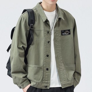 3가지 컬러 남성용 봄 가을 순면 데님 셔츠 외투 루즈핏 캐주얼 카고 청자켓 간절기