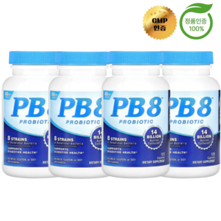 뉴트리션 나우 4개X PB8 프로바이오틱 유산균 140억 120정, 4개