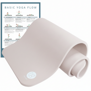 아리프 NBR 요가매트 20mm + 운동 가이드 포스터 세트, 라이트 베이지(요가매트), 1세트