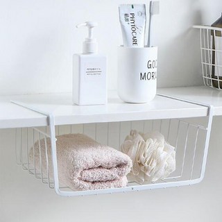 철제 언더선반 바구니 걸이식 선반 다용도 틈새 걸이형 수납선반 화이트, 1개