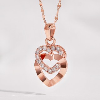 루이델라 14K 18K 목걸이 트윈 하트 컷팅 여성 심플 데일리 큐빅 금 목걸이 여자친구 선물