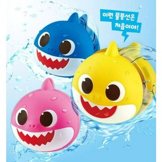 安妞生活舘 Baby shark韓國鯊魚寶寶造型 矽膠水球一包3入 可重複使用 好玩又環保的水球, 藍色、粉色、黃色