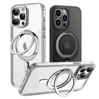 iPhone磁吸支架手機殼，軍規防摔透明保護殼，多角度支撐，適用於各型號iPhone