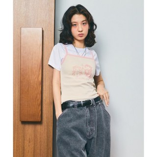 LMC 女 LOVE MY CAT 復古貓貓圖案無袖背心 - 奶油色