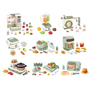 꼬마천사 그린 작동 주방놀이 가전 세트 9종, 1개