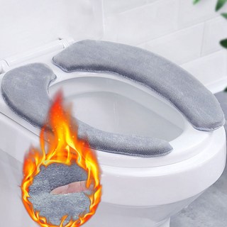 두꺼운 변기 쿠션 시트 커버 겨울 양변기 메모리폼 탈부착, 베이지, 1개