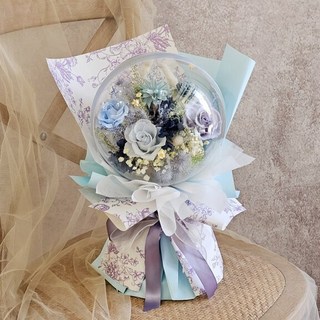 波波球花束 藍色系 情人節花束 生日花束 現貨供應, 1個, 無須加購