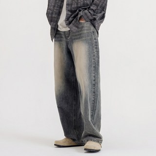 [쿠마르] (기모추가) 데일리 벌룬 와이드 워싱 데님 팬츠_샌드블루 [ULZD_2042]