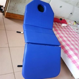 可折疊美容按摩床：紋繡美體理療推拿多功能按摩床、紋身美容床，舒適親膚可調節高度, 1個, 藍色PU