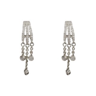 耳飾 耳環 耳夾 耳墜 耳釘 耳線 小衆獨特微鑲鋯石三排流蘇耳墜 氣質個性百搭設計感高品質耳環