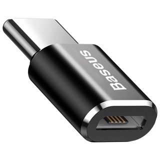 Baseus 倍思 迷你 Micro 轉 Type-C OTG 轉接頭 2.4A 快速充電 480Mbps 高速傳輸, 黑色, 1個, 2cm