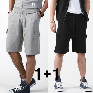 (1+1) 런닝맨 카고 트레이닝 반바지 코튼 면 남자 빅사이즈