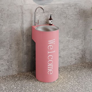 Shark家具 工業風立柱洗手盆 復古創意鐵藝 衛生間酒吧洗臉盆, 粉色,洗手台送水龍頭配件, 1個