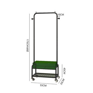 더블에프 이동행거 바퀴달린 선반 옷행거 86X폭 코너 수납함 남녀 라이브 웨딩 용문화 다기능, 그린 (블랙 프레임)