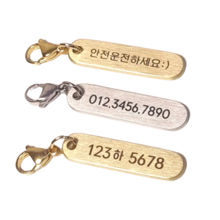 BlueRang 자동차 번호판 금속 키링 양면 열쇠고리 무료 각인 로고 차량번호, 실버, 추가없음