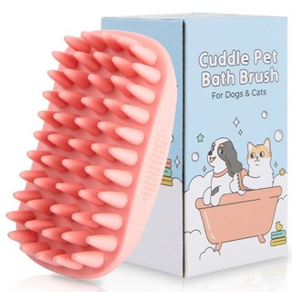 SOONTAN 뽀드득 반려동물 전용 목욕 마사지 털관리 브러쉬, 핑크, 1개