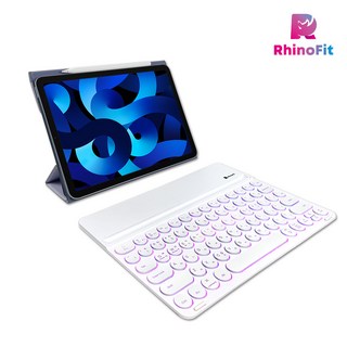 라이노핏 와이드 블루투스 키보드+폴리오 북 케이스 세트 (아이패드 에어4/5/6세대 에어11 (M2) 공용), 블랙, 블랙