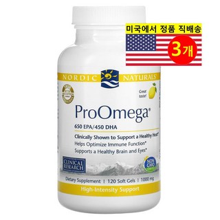 Nordic Naturals 노르딕 네추럴스 프로오메가 1000mg 레몬향, 120정, 3개
