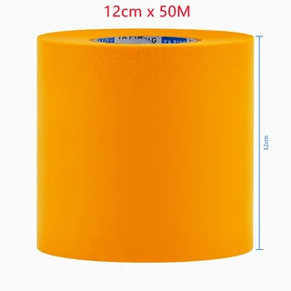 50M 노란색 마스킹 테이프 접착 그림 질감 종이 자동차 페인트 장식 화가 대한 원활한 손 눈물, 01 0.11mm, 10 120mm, 01 50미터