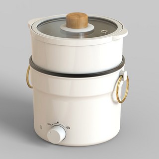 1L 전기 요리 냄비 학생 기숙사 저전력 다기능 아침 식사 스틱 프라이팬 220V, 01 빠른, 01 KR, 01 With steamer white, 1개