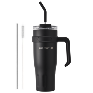 허니앤버니 텀블러 대용량 스텐 보온 보냉 차량용 빨대 손잡이, 1개, 1100ml, 재즈 블랙