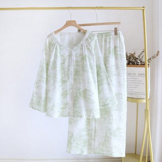 코지문 거즈면 요루면 긴팔 여성잠옷세트