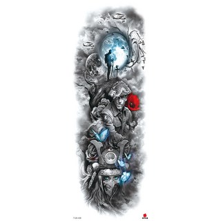 圖騰紋身貼紙 TQ-076 帥氣狼頭 設計, TQB-08