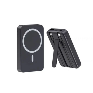 無線磁吸行動電源 20000mAh 自帶線支架 3C Wh標示 可上飛機 快充行動充 移動電源 無線充電, 紳士黑【有線22.5W+無線磁吸15W】, K04