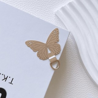 手機掛繩墊片 手機夾片 吊繩掛片 手機殼掛繩夾片 背帶固定片 加強夾片 超薄耐用, 1個, 蝴蝶金屬掛繩墊片-金色