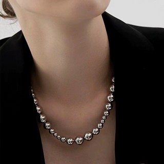 여성 볼드 925 실버 볼 구슬 체인 목걸이 A1193