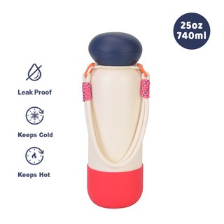 2026新款跨境25oz大容量不鏽鋼水瓶便攜提繩撞色水杯戶外保溫杯, 1個, 1L, K款(提繩款):740ml