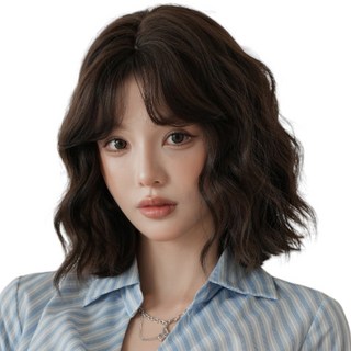 가발위드 여성 가발 단발머리 미디움 자연스러운 웨이브 통가발 에블브, 1개, 초콜릿블랙