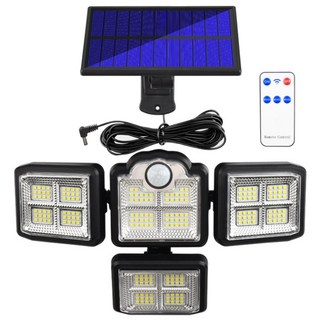 에이치케이셀 KC인증 배터리 3000mAh 다각도 벽걸이 태양열 198LED 조명, 백색등