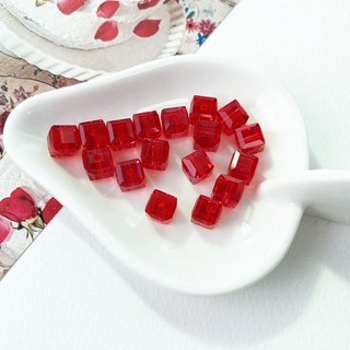헤세드 10p) 7mm 각설탕 크리스탈 사각비즈 스퀘어비즈, 레드, 10개