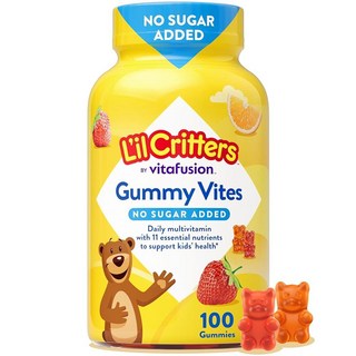 L'il Critters Gummy Vites 무설탕 데일리 젤리 멀티비타민 만 2세 이상 유아 및 아동용 면역 딸기 및 오렌지 맛용 비타민 C D3 젤리 100개, 1개, 100정