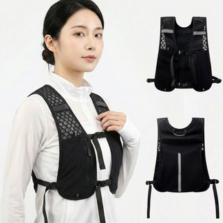 ROYAI ONE 초경량 스포츠 등산가방 아웃도어 경량 등산 조끼 베스트 러닝조끼, 검정