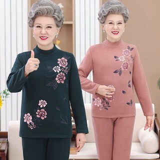 【給父母的溫暖】中老年人保暖內衣女加絨加厚冬季媽媽保暖衣套裝女士防寒秋衣秋褲