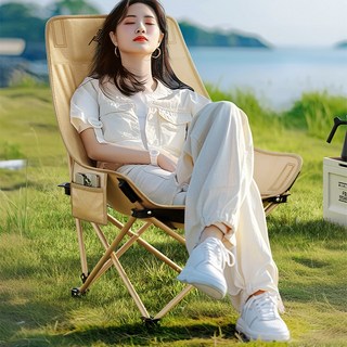 AORAN 아웃도어 릴렉스 접이식 캠핑 의자, 카키색, 2개