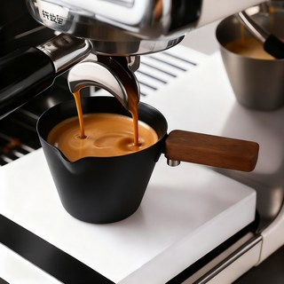 FATTYS 우드 핸들 스텐 에스프레소 샷잔, 블랙, 1개