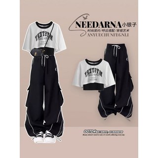 酷颯拽姐學院風工裝三件套套裝，時尚鹽系炸街高級感夏裝