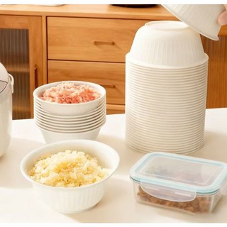 家用植物纖維材質環保可降解加厚硬實一次性碗, 1個, 350ml碗（白）,植物纖維碗（50個）