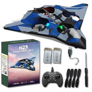 입문용 어린이 선물용 RC 전투기 드론 20분 비행 지속 미니드론 무선조종 고성능 LED 비행기 장난감, 스카이 블루, 1개
