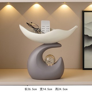 椿嶼 輕奢高級感時來運轉入戶玄關鑰匙收納擺家居客廳桌麵鞋櫃裝飾品, 灰色時來運轉收納盤, 1個