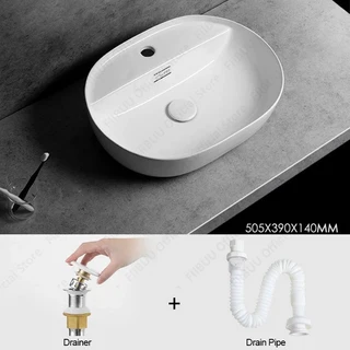 카운터 싱크 위의 화이트 세라믹 현대 간단한 타원형 욕실 화장실 및 홈 오피스 사용을 발코니 예술적 세면, 06 5039