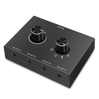 音訊切換器 四進四出音源選擇器 旋鈕音量控制 多設備共享音響, 黑色, 40-061