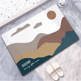 軟式硅藻土吸水地墊 珪藻土腳踏墊 浴室吸水地墊, 1個, 雲霧繚繞,小款 60×40CM