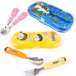 국산예쁜 캐릭터 스푼포크 케이스 흔한남매 짱구 쥬쥬 여아 남아 선물 도시락 유치원 어린이집, 1개, 스푼+포크+케이스